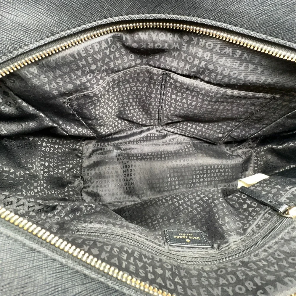 Kate Spade Laurel Way Large Jeweled Hadlee Bag Black Saffiano Leather Studded